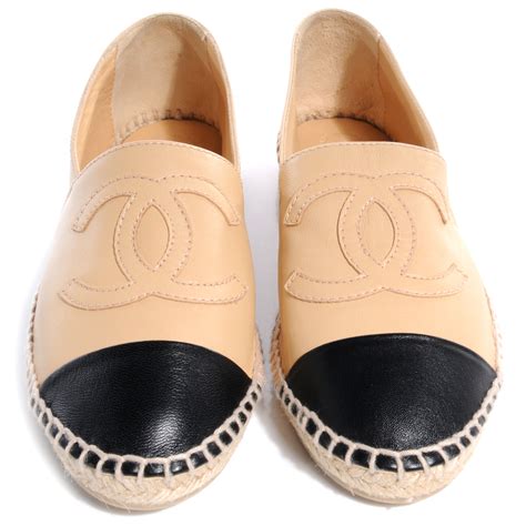 black espadrilles chanel|Chanel espadrilles beige and black.